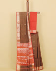Brown maheshwari saree