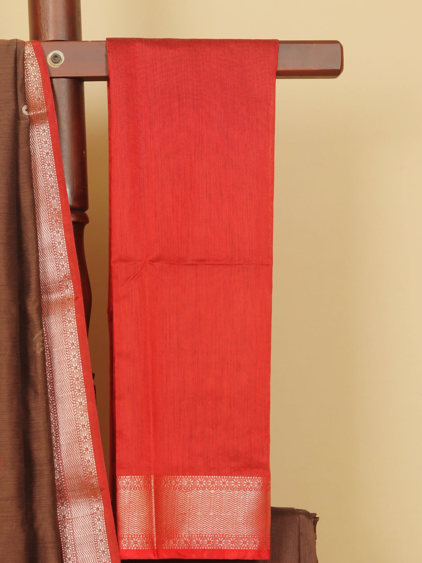 Brown maheshwari saree