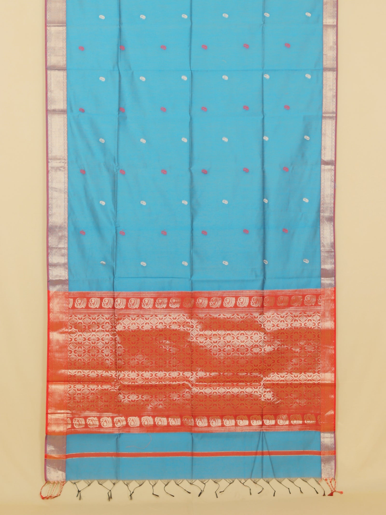 Peacock blue maheshwari saree