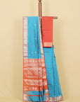 Peacock blue maheshwari saree