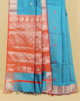 Peacock blue maheshwari saree