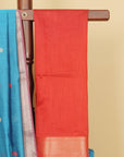 Peacock blue maheshwari saree