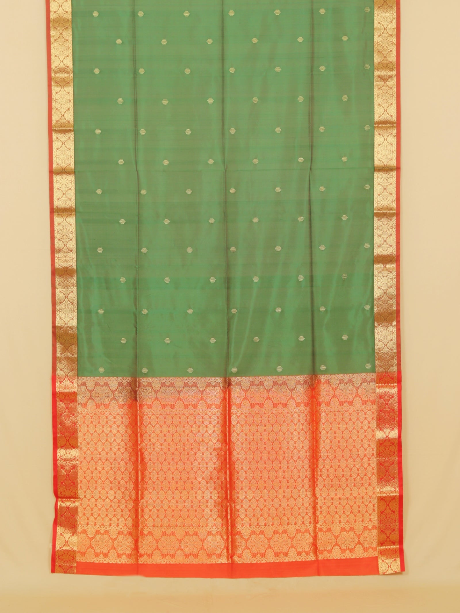 Green by red peshwai silk saree