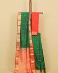 Green by red peshwai silk saree