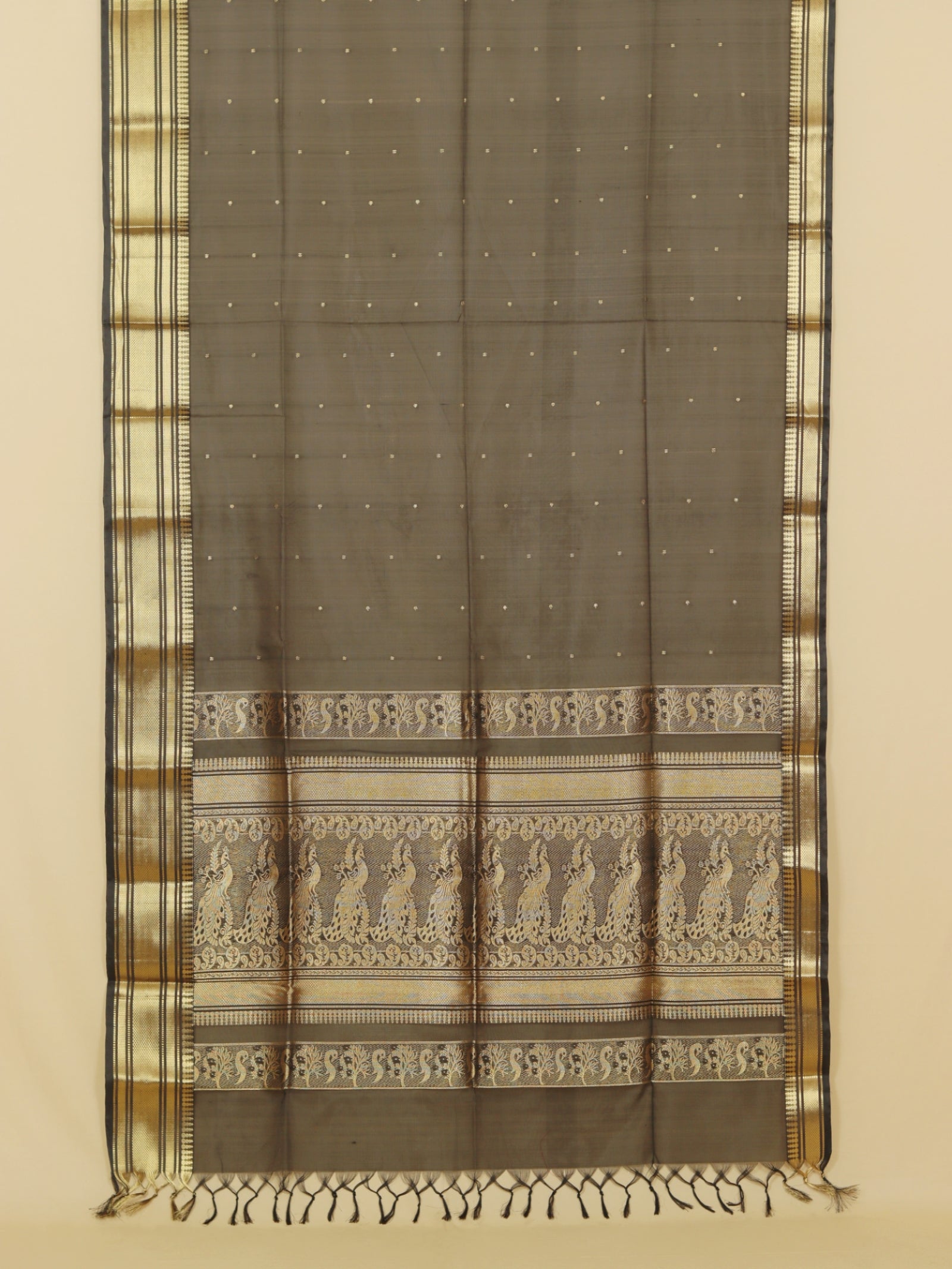 Black peshwai silk saree