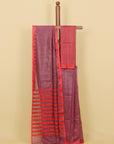 Majenta dark Gajari linen cotton saree