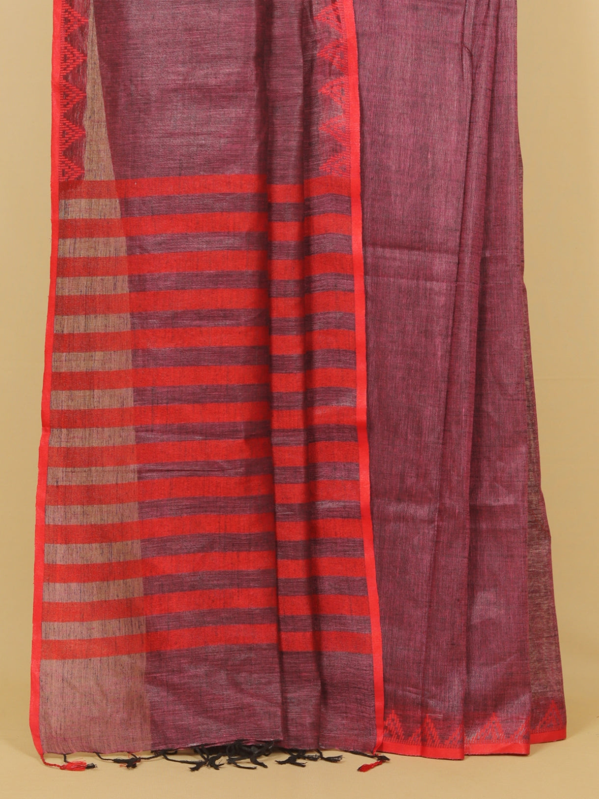 Majenta dark Gajari linen cotton saree