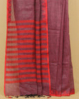 Majenta dark Gajari linen cotton saree