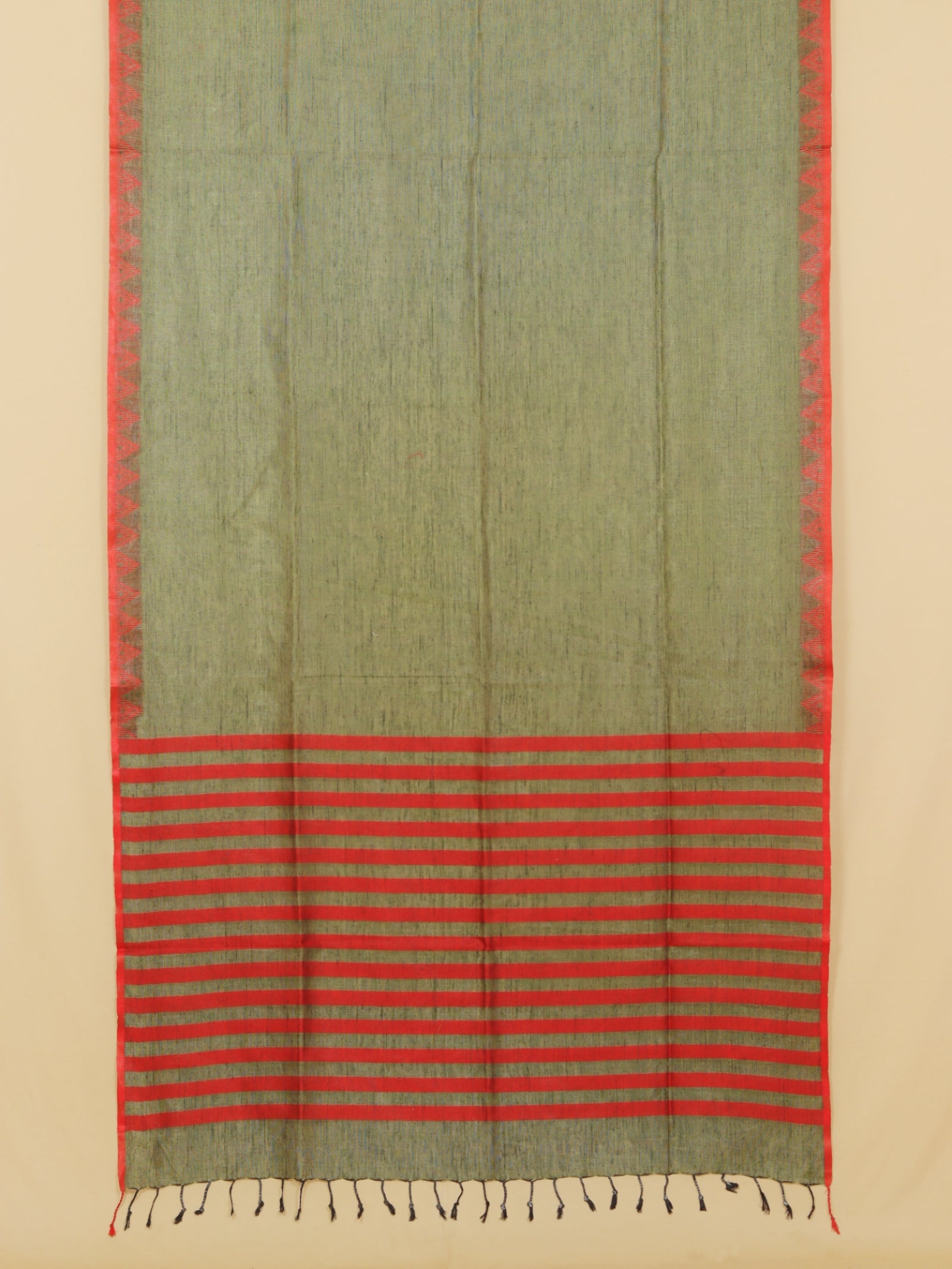 Mehendi green linen cotton saree