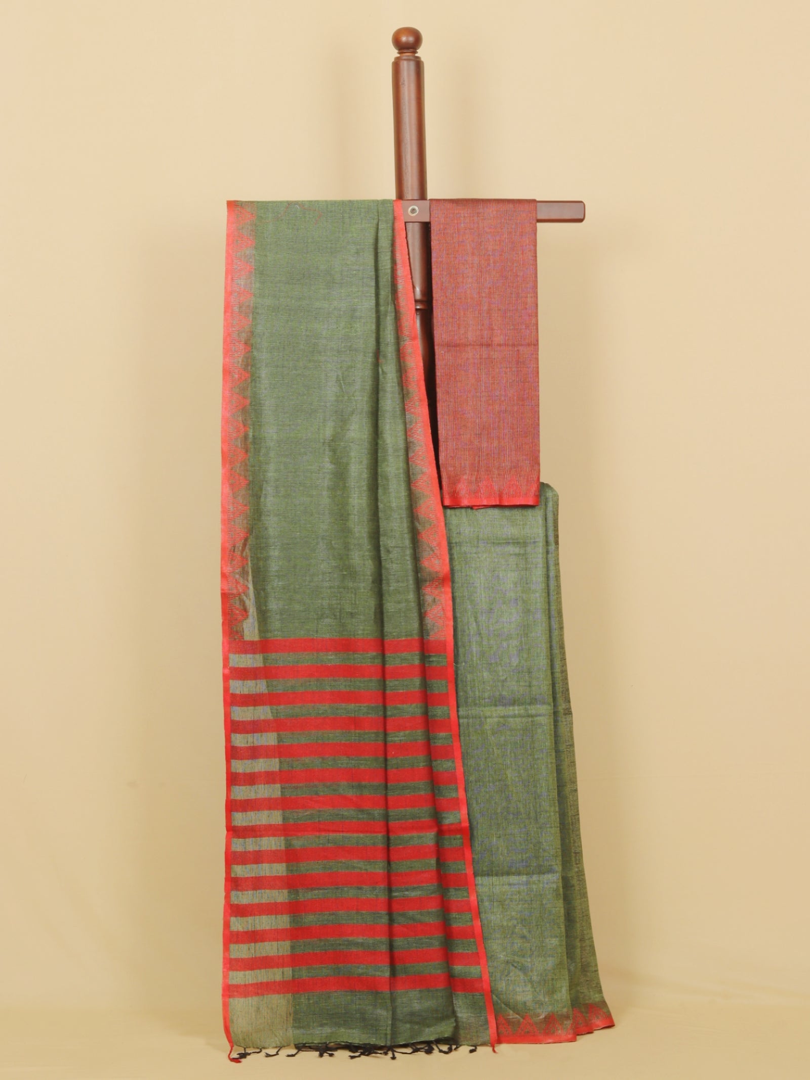 Mehendi green linen cotton saree