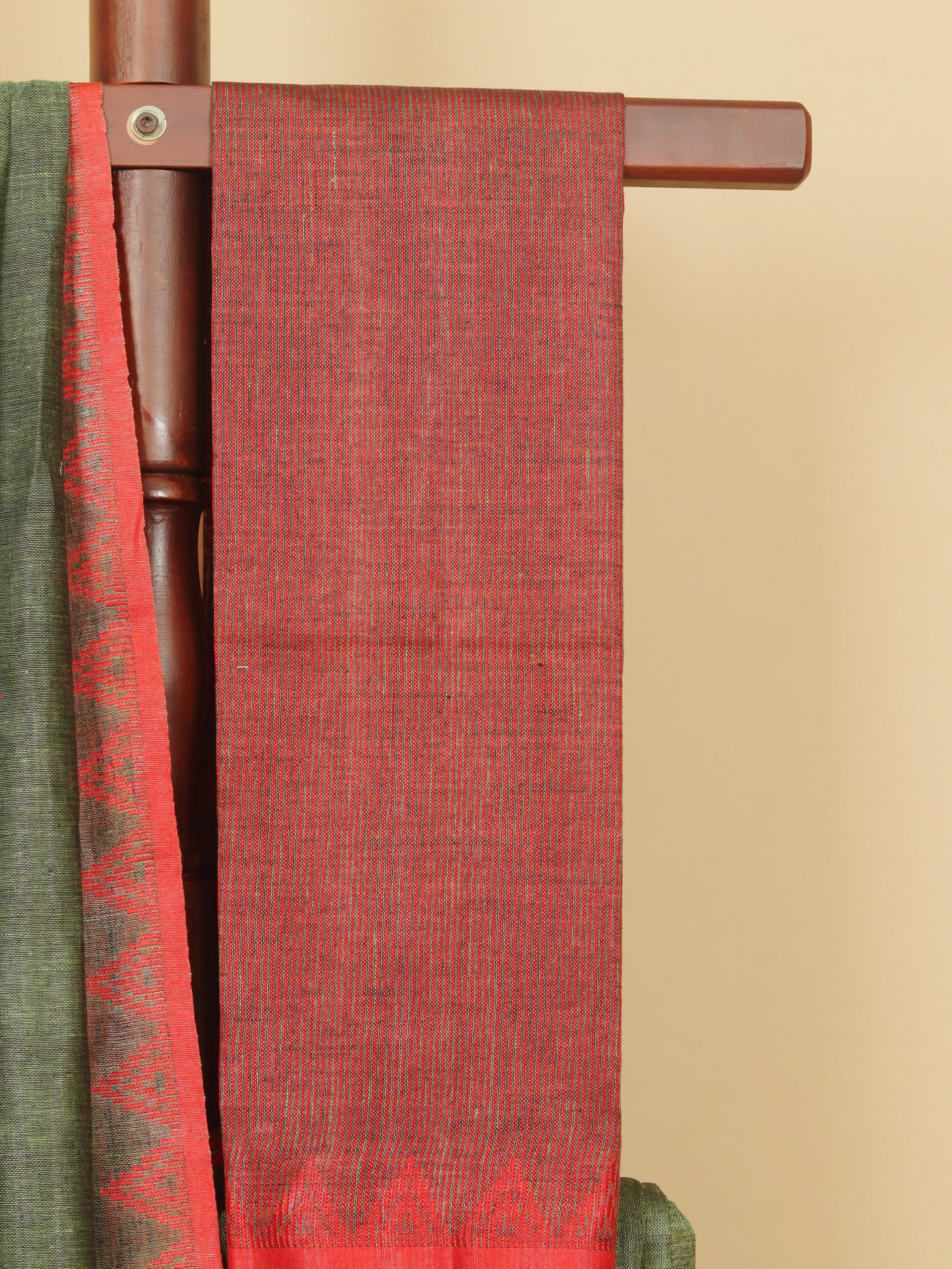 Mehendi green linen cotton saree