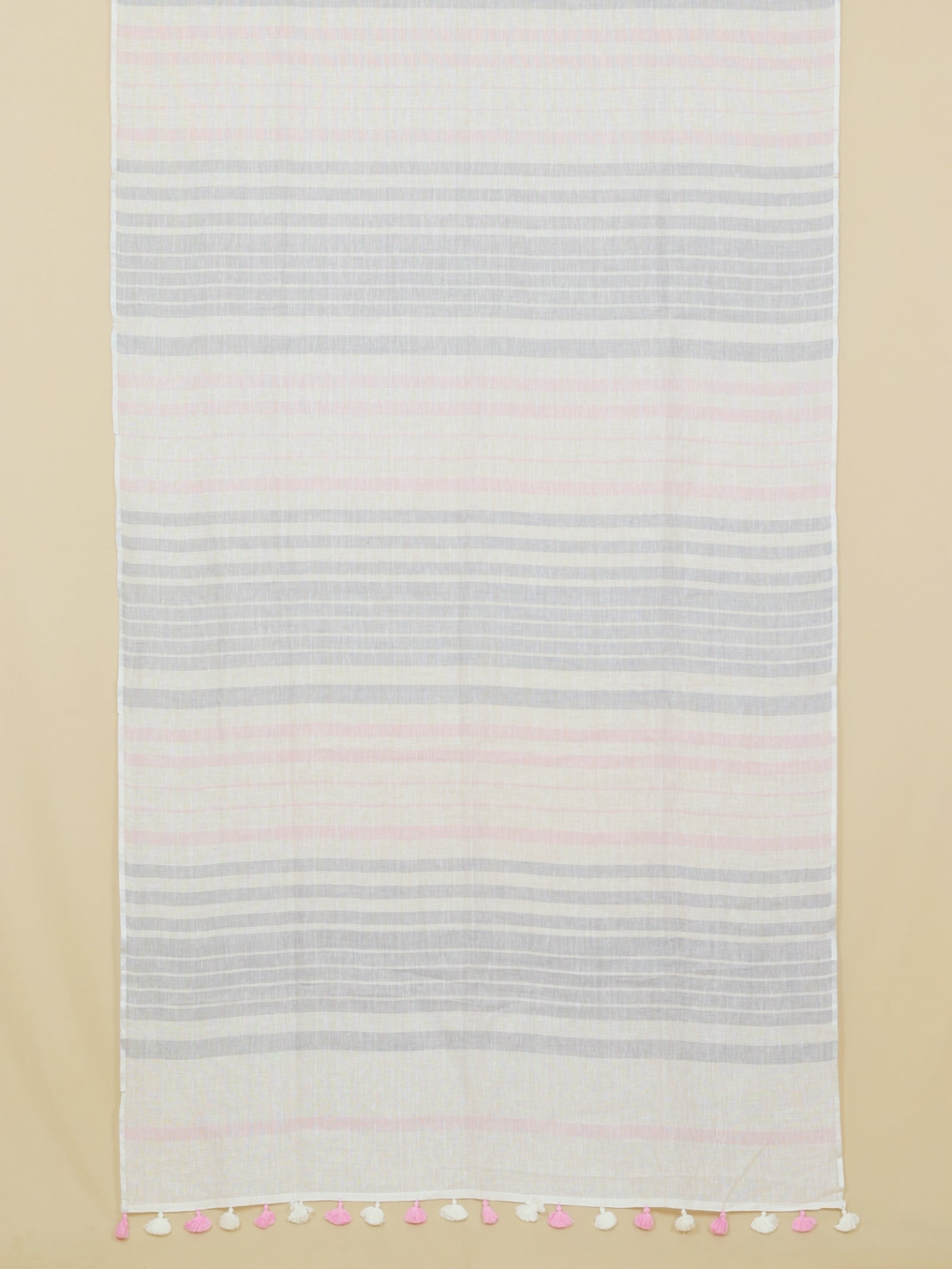 White by pink linen cotton saree