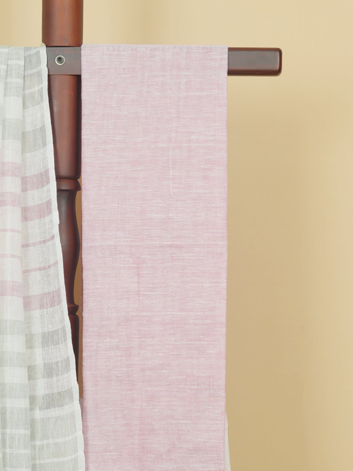 White by green linen cotton saree