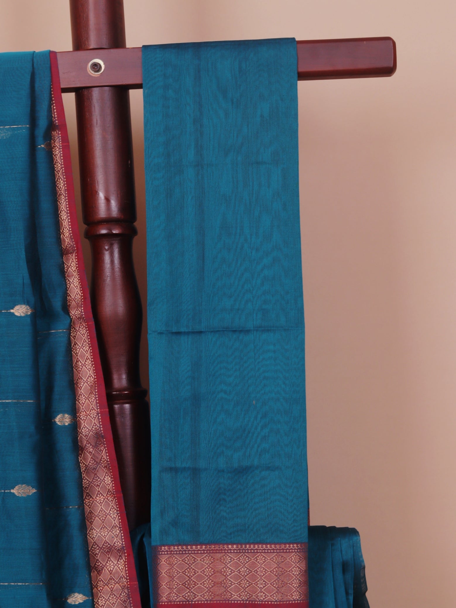 Emerald blue premium maheshwari saree