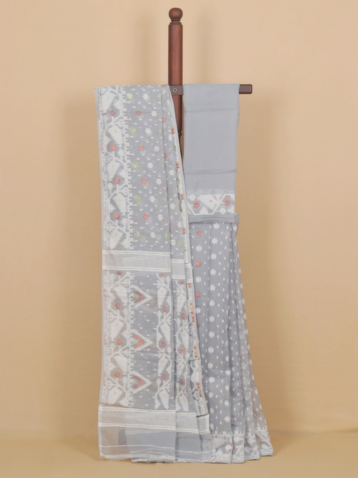 Light Grey Jamdani Cotton Saree