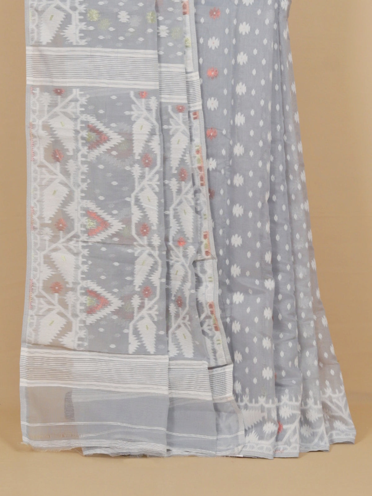 Light Grey Jamdani Cotton Saree