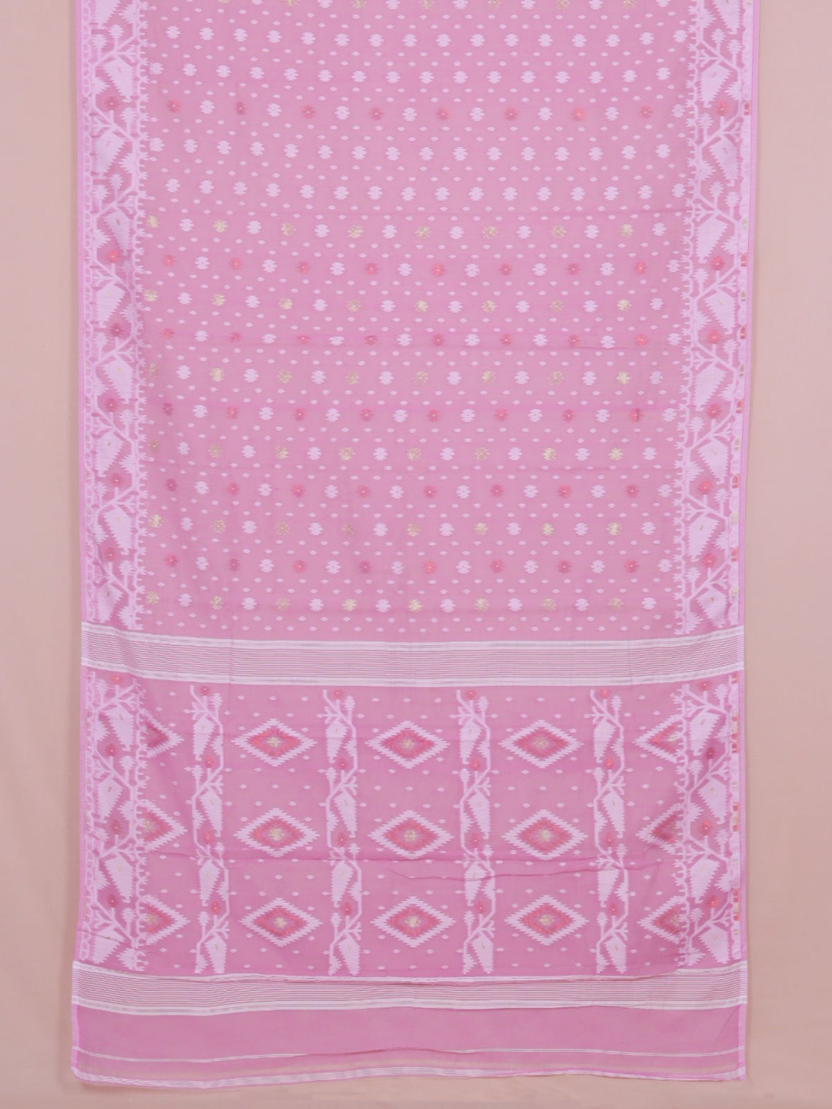 Pink Jamdani Cotton Saree