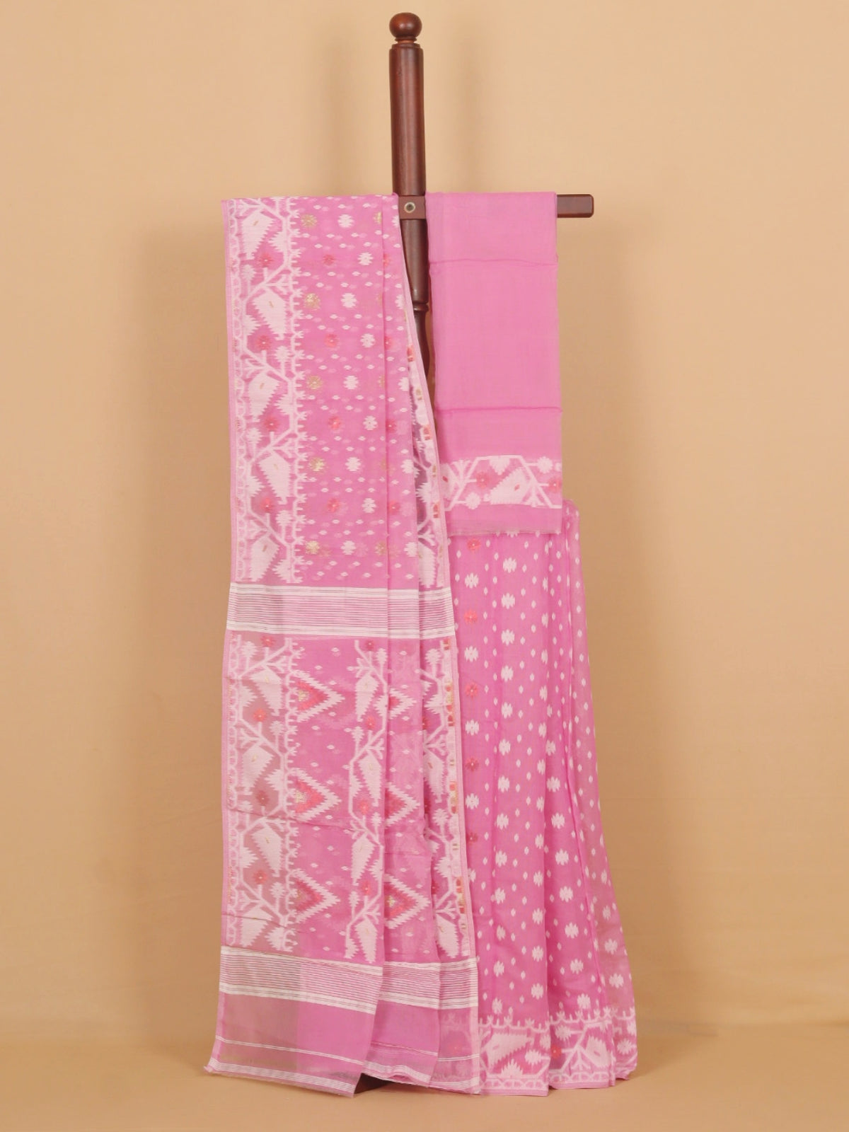 Pink Jamdani Cotton Saree