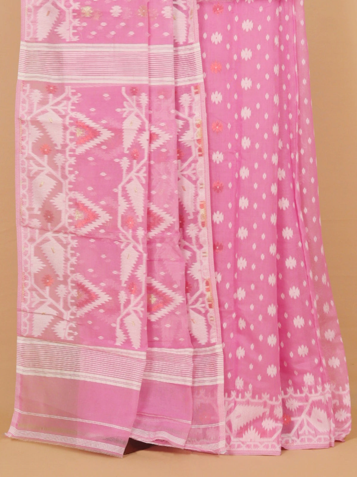 Pink Jamdani Cotton Saree