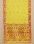 Lemon Yellow Jamdani Cotton Saree