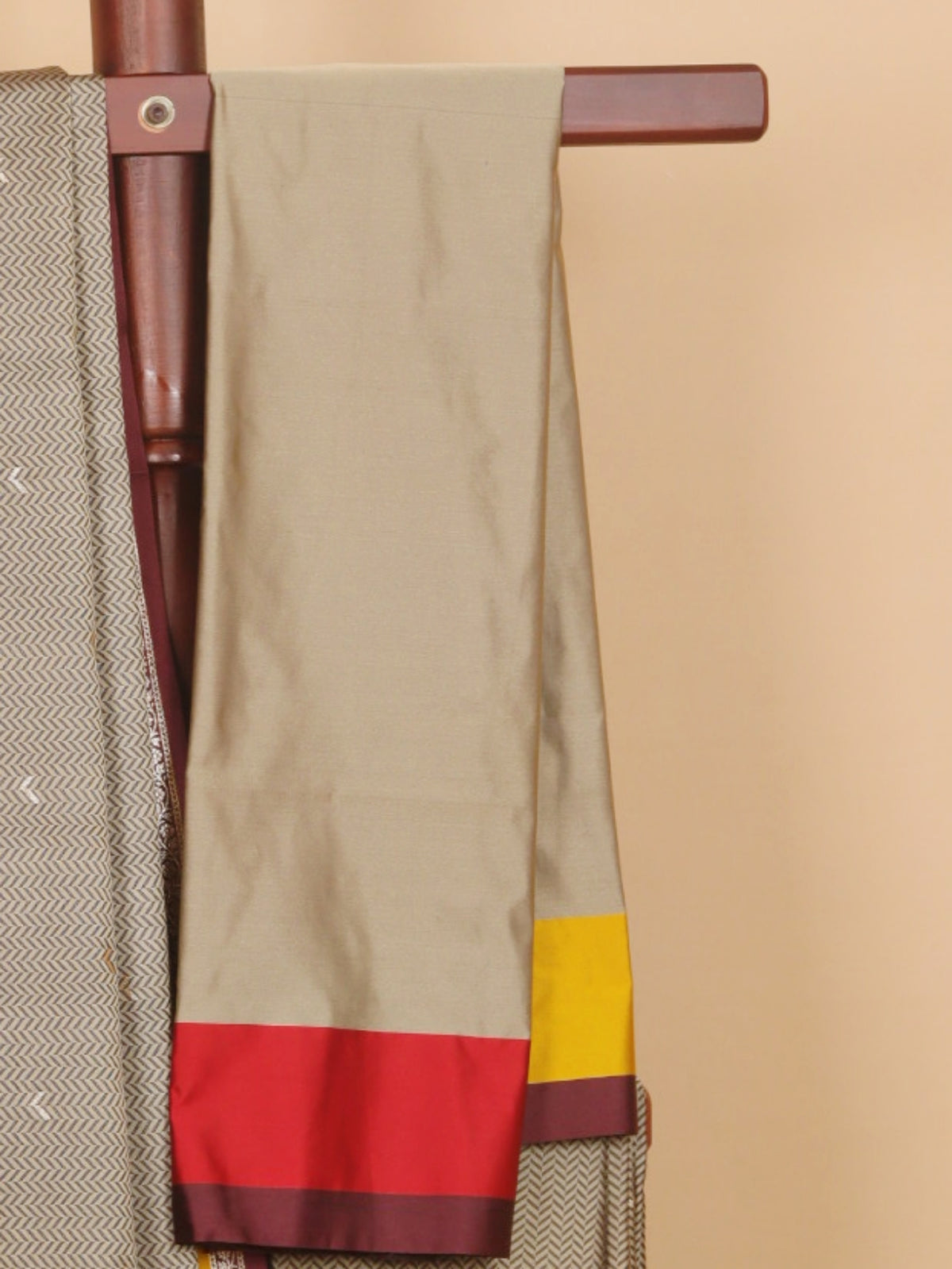 Chickoo Beige with Red Banarasi Mashru Silk Saree