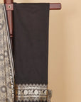 Black and Beige Patterned Resham Soft Banarasi Saree