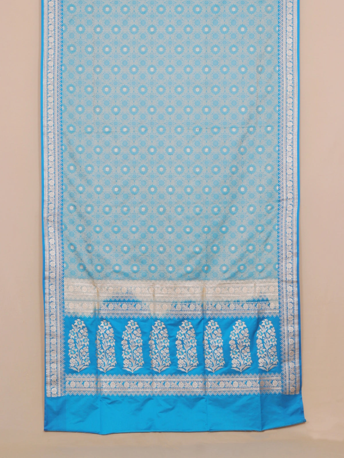 Light Blue and Turquoise Resham Soft Banarasi Saree