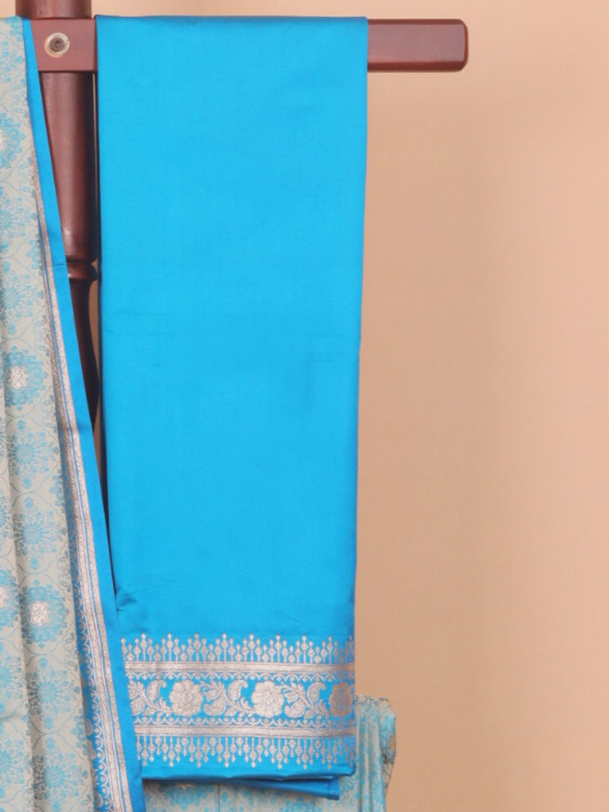 Light Blue and Turquoise Resham Soft Banarasi Saree