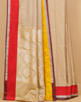 Beige with Red Banarasi Mashru Silk Saree