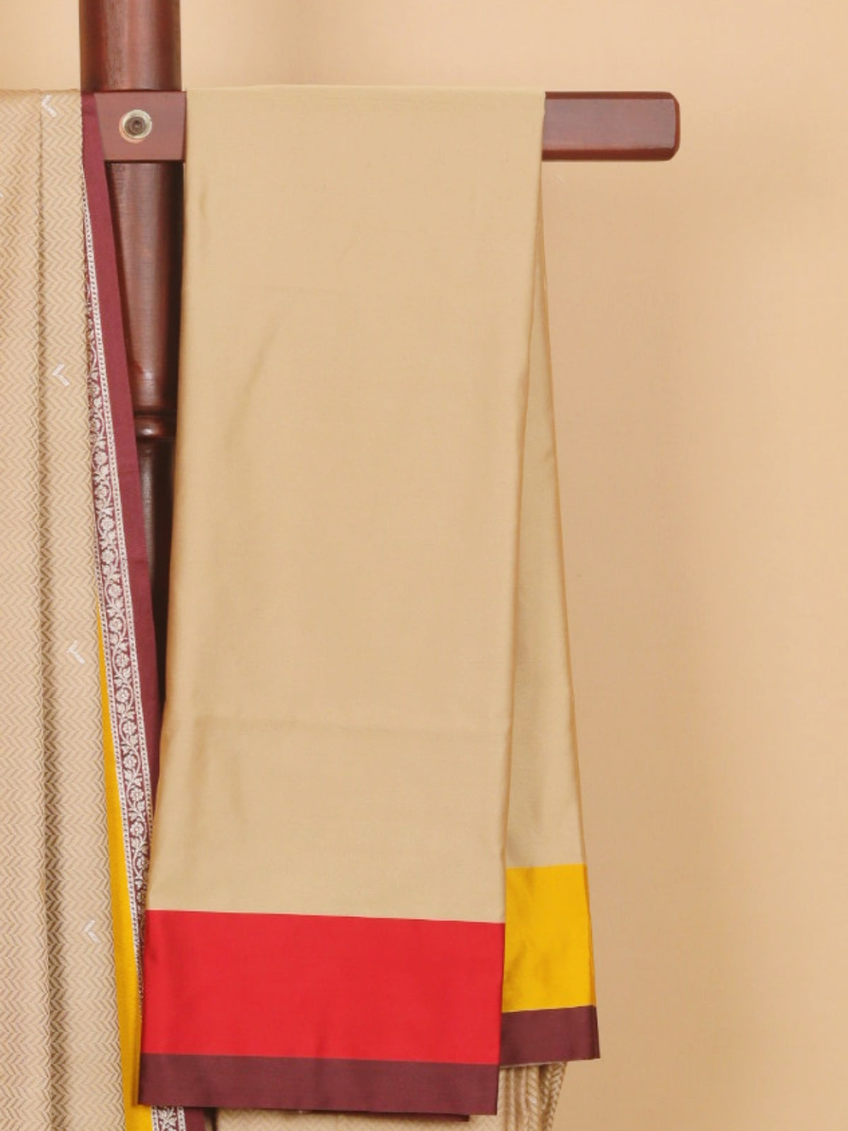 Beige with Red Banarasi Mashru Silk Saree