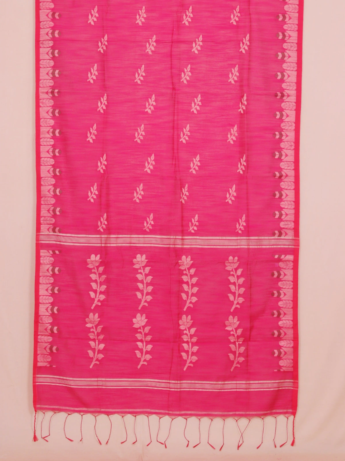 Rani Pink Jamdani Cotton Saree