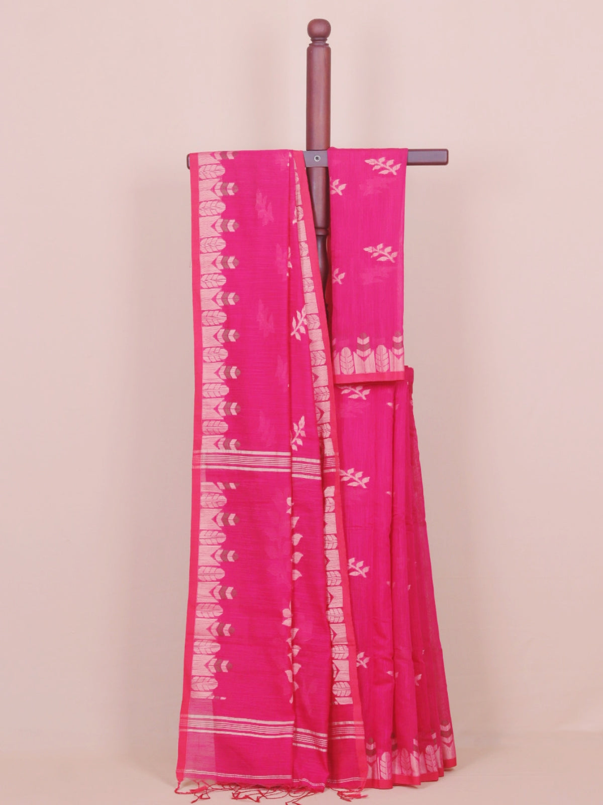 Rani Pink Jamdani Cotton Saree