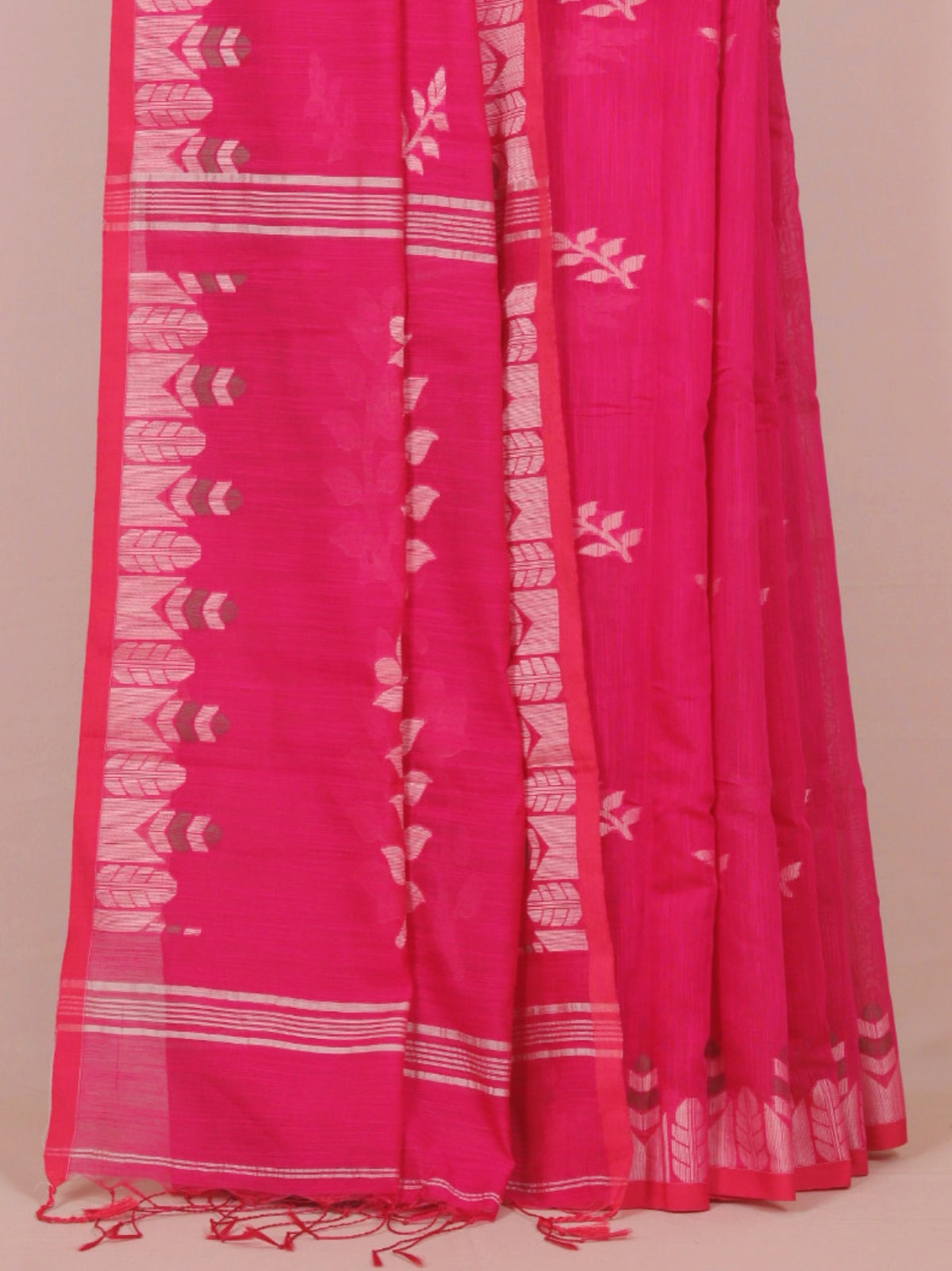 Rani Pink Jamdani Cotton Saree