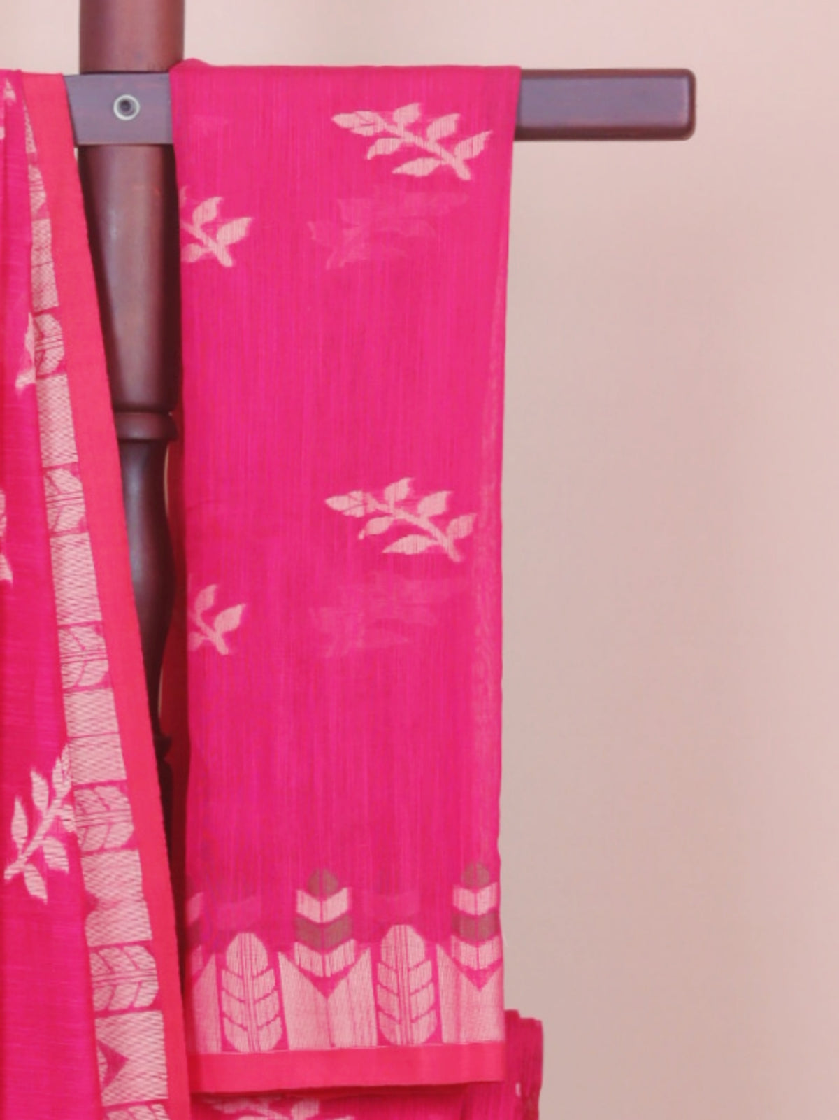 Rani Pink Jamdani Cotton Saree