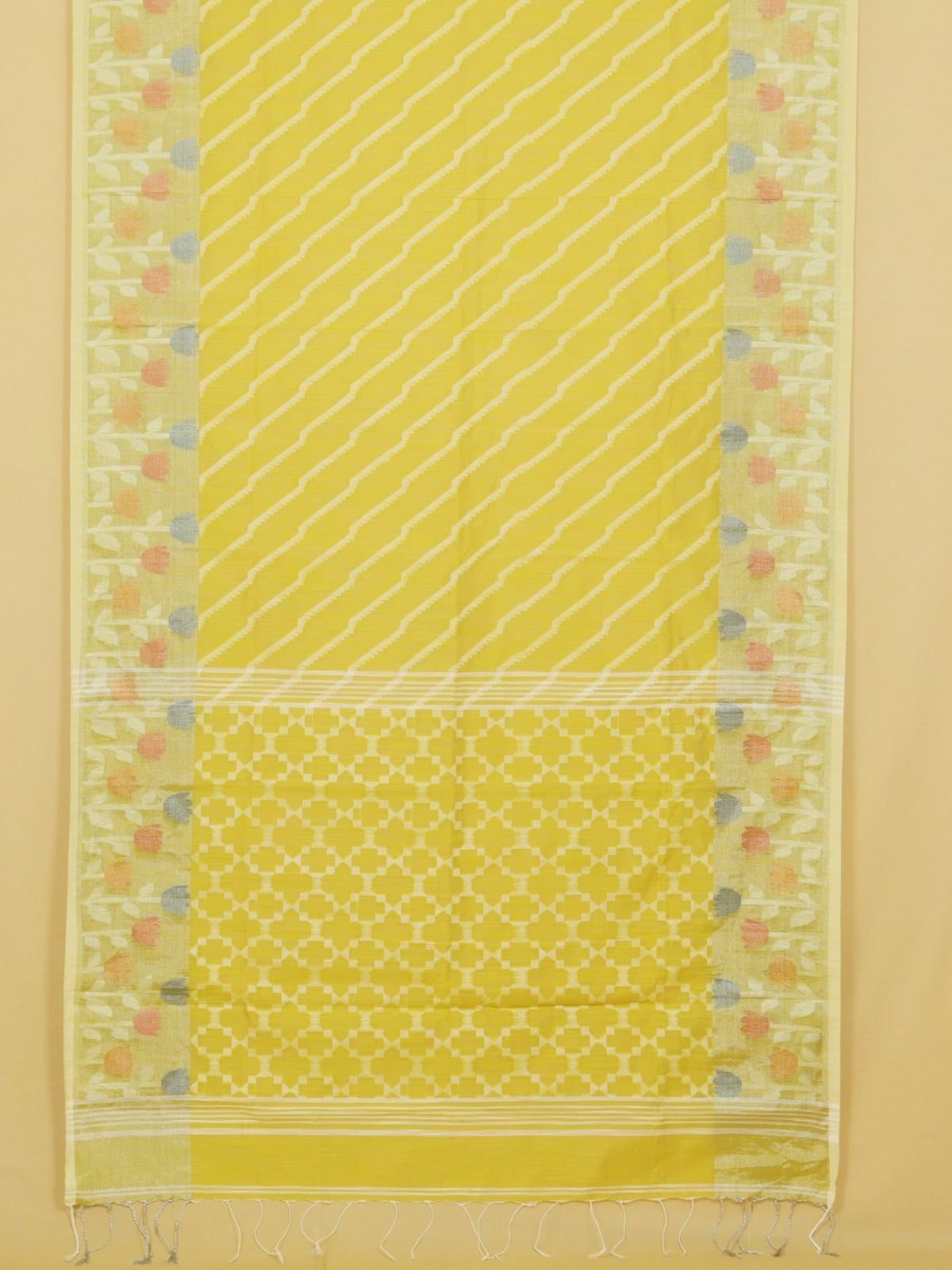 Light Mehendi Jamdani Cotton Saree