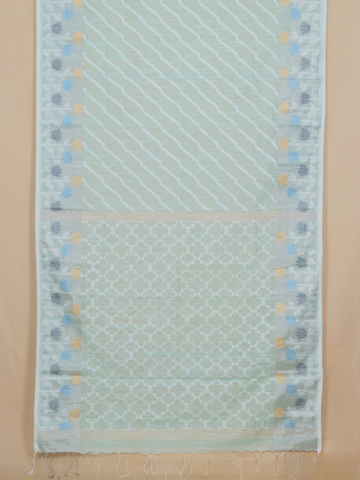 Sea Green Jamdani Cotton Saree