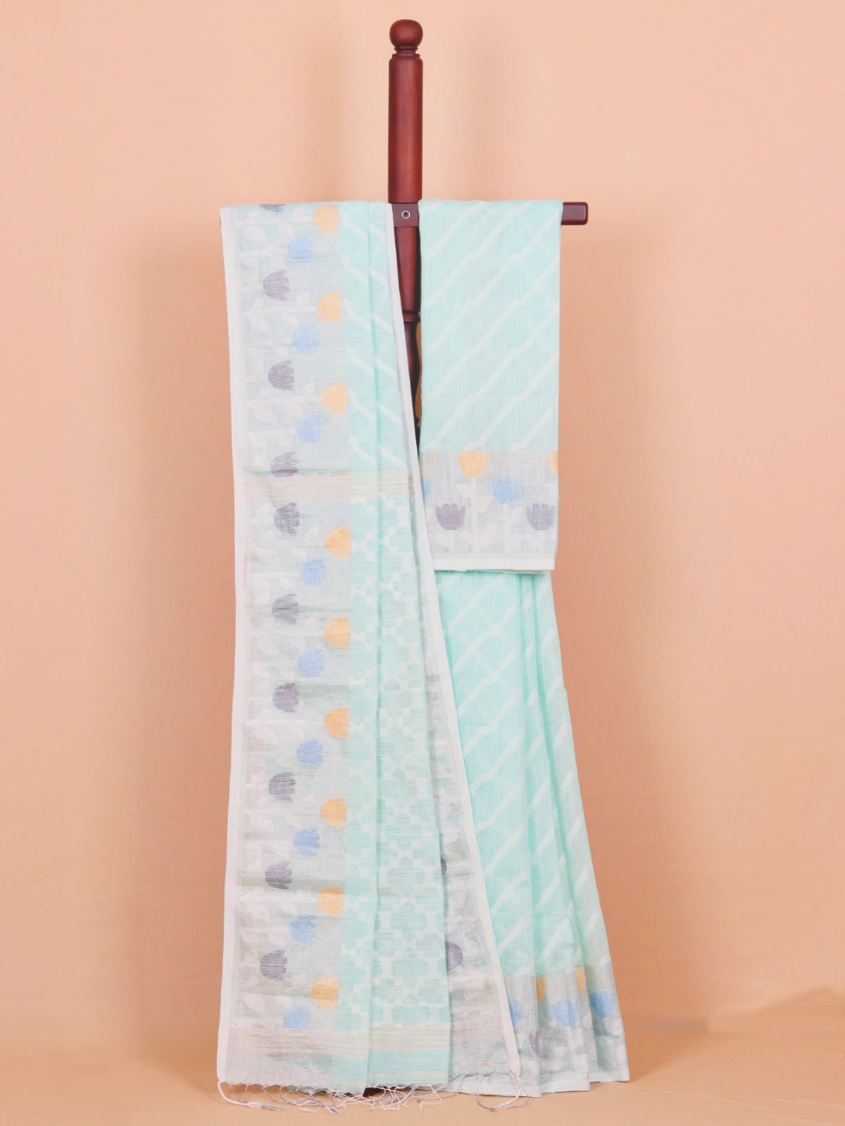 Sea Green Jamdani Cotton Saree
