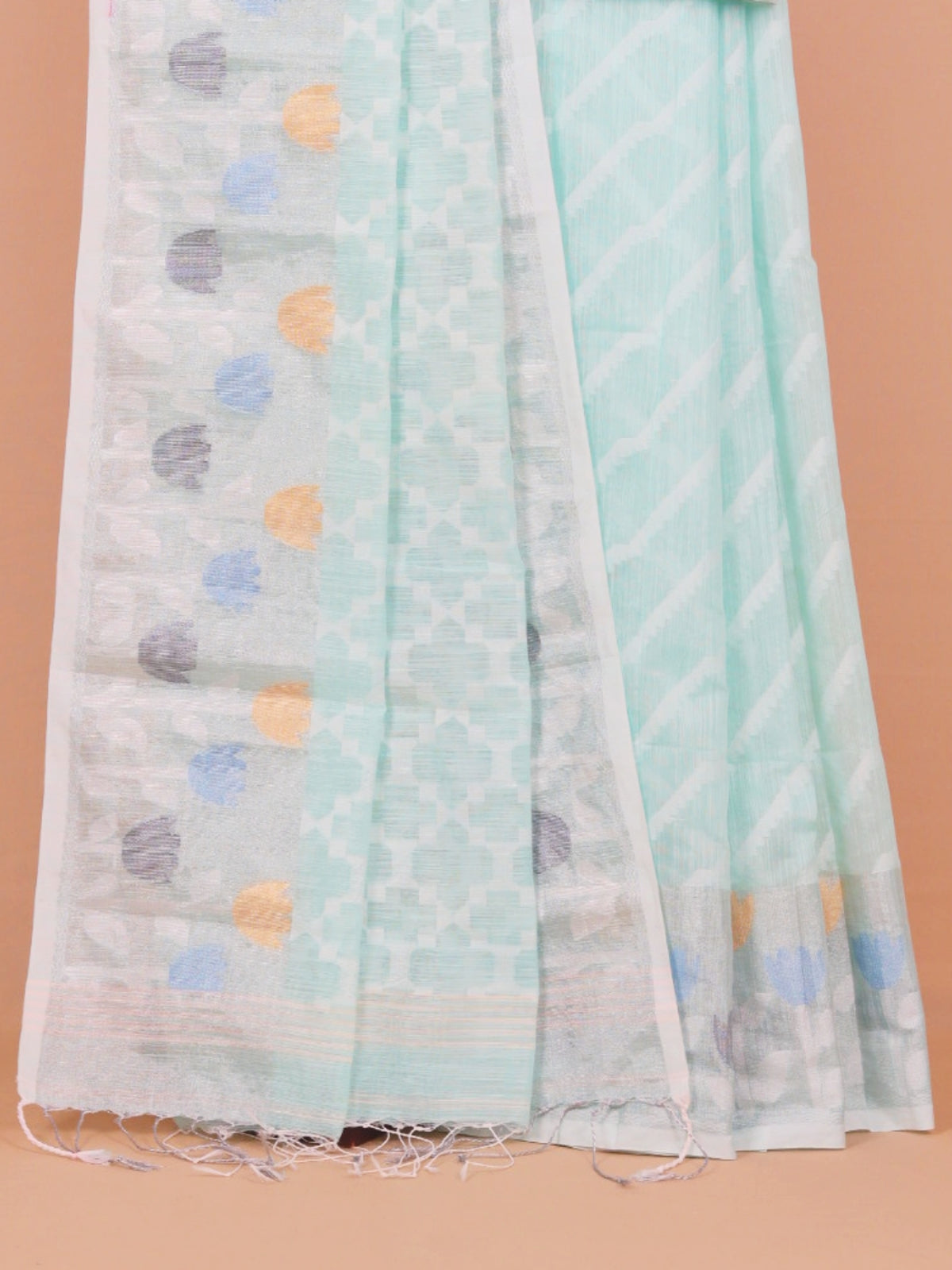 Sea Green Jamdani Cotton Saree