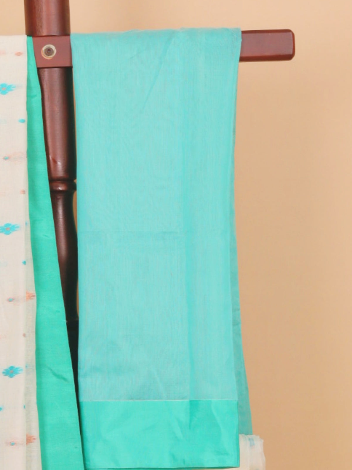 Cream by pista green cotton dhakai saree