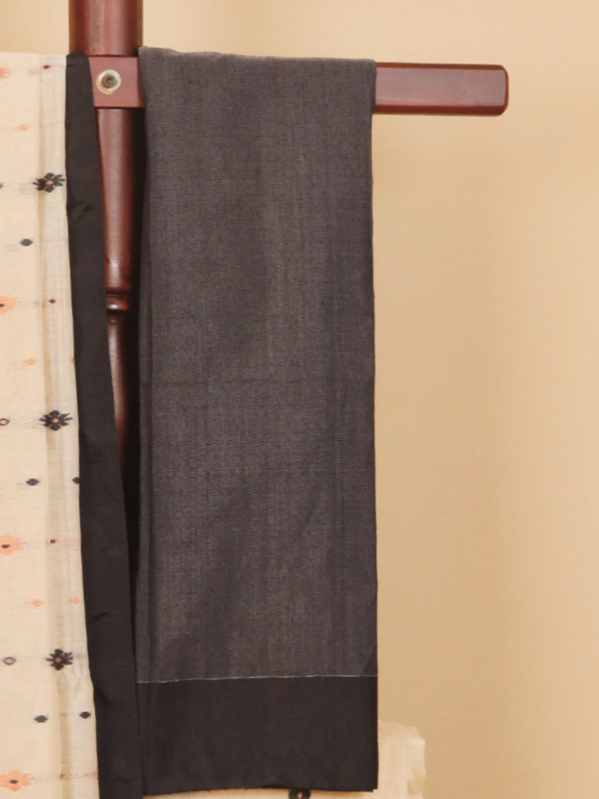 Cream by black cotton dhakai saree