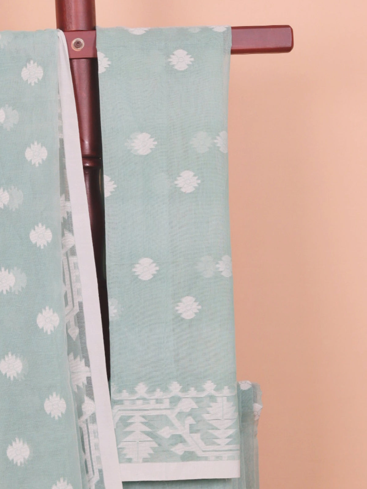 Sea Green Jamdani Cotton Saree