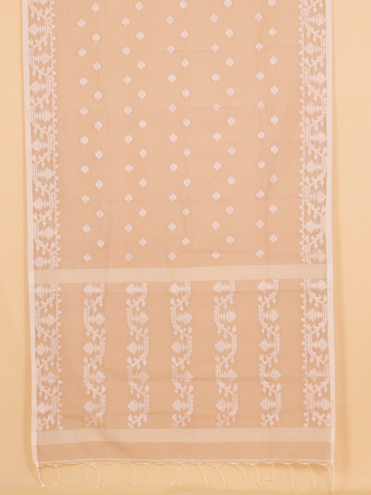 Beige Jamdani Cotton Saree