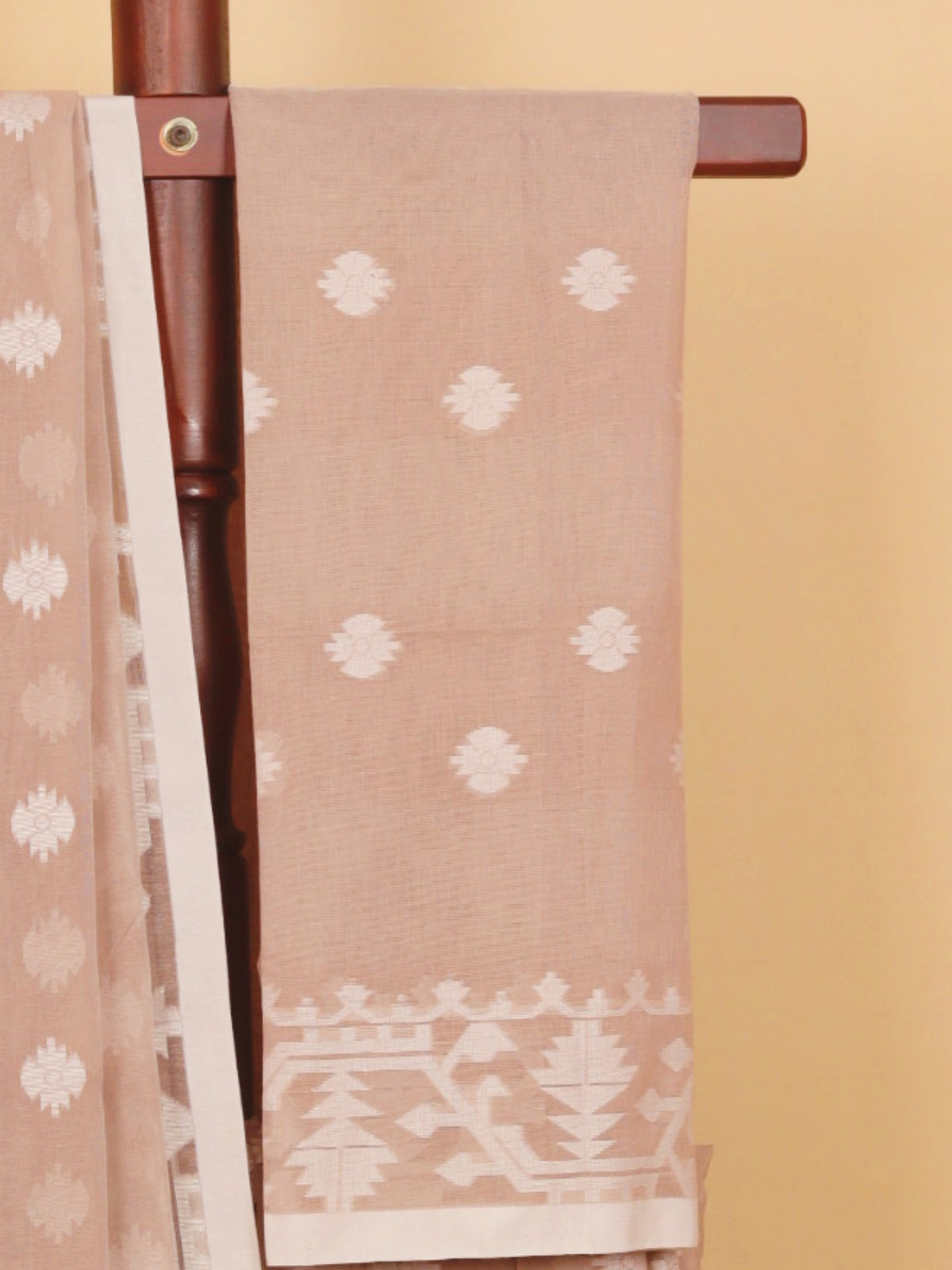 Beige Jamdani Cotton Saree