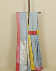 Light Blue Polka Dot Saree with Yellow and Red Woven Border Banarasi Mashru Silk Saree
