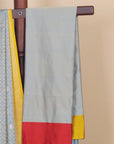 Light Blue Polka Dot Saree with Yellow and Red Woven Border Banarasi Mashru Silk Saree