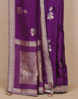 Deep Purple crepe Saree with Embroidered Blouse