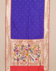 Royal Blue and Red Paithani Saree with Zari Border Blended Silk Saree