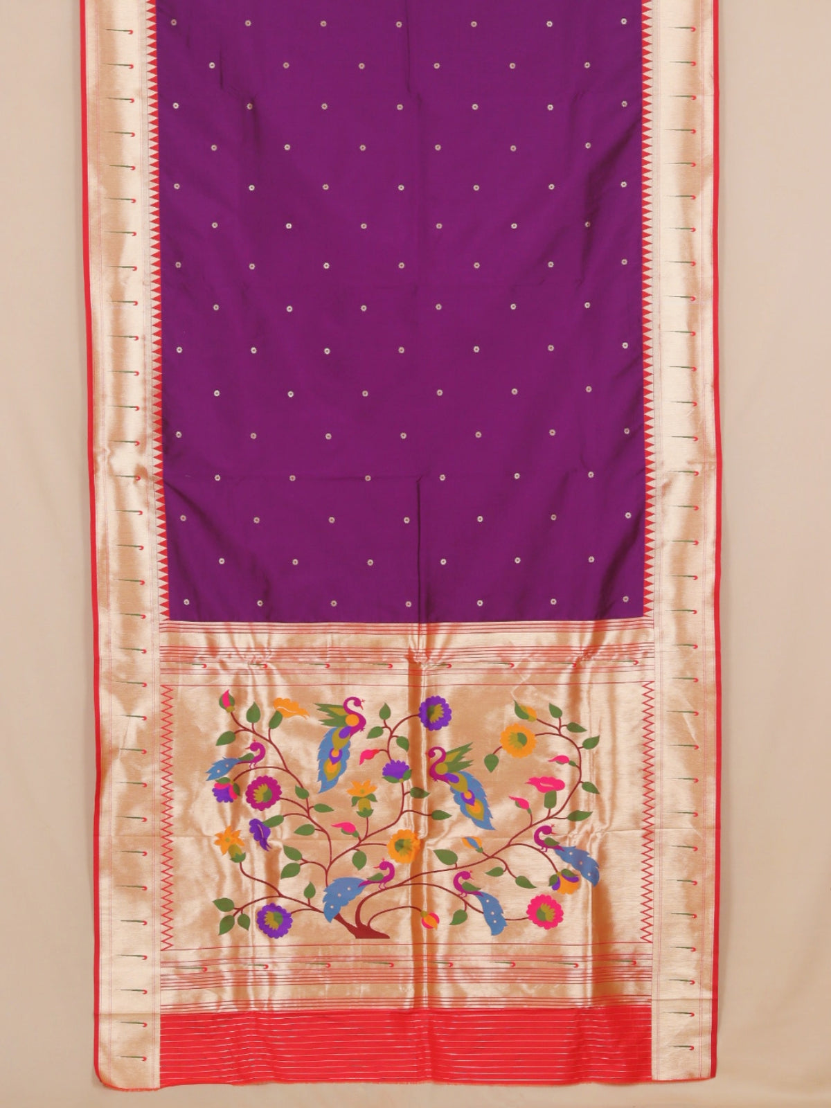 Majenta by red munia border paithani blended silk saree