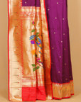 Majenta by red munia border paithani blended silk saree
