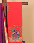 Majenta by red munia border paithani blended silk saree